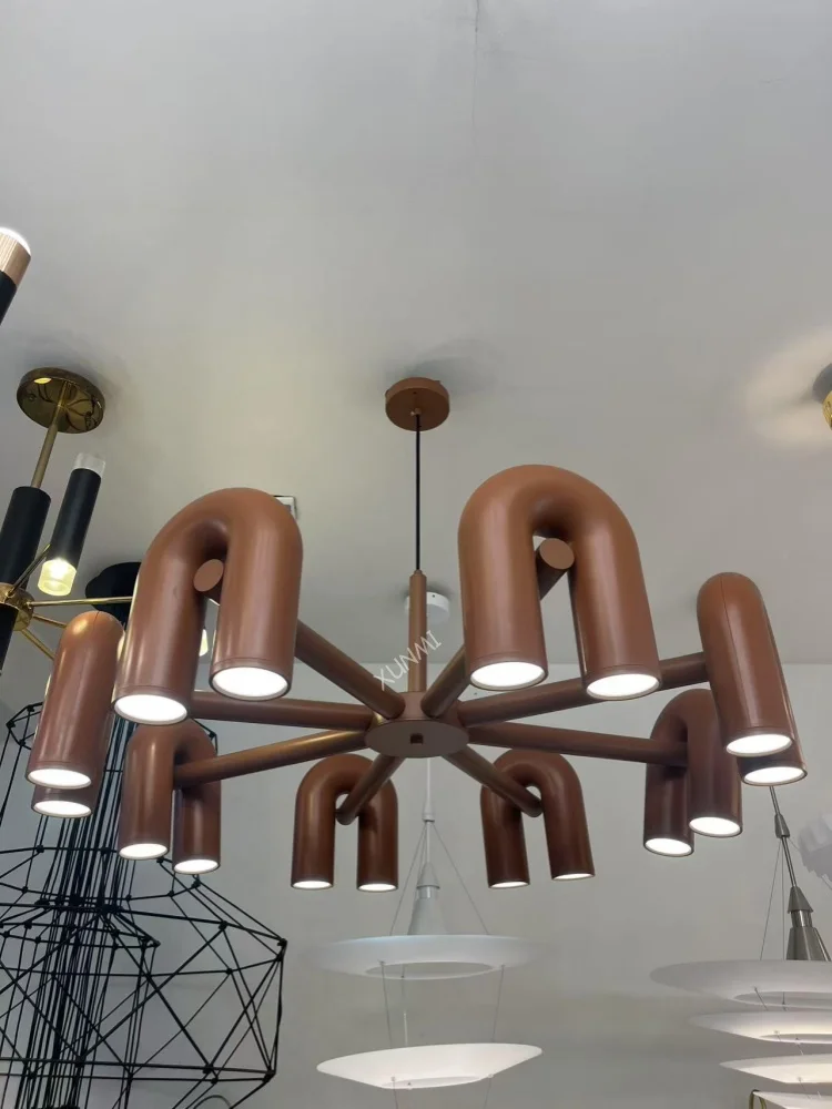 Nordic U-shaped Living Room Chandelier Restaurant LED Pendant Lights Personality Art Model Designer Home Decor led chandelier ceiling chandelier art lighting fixtures