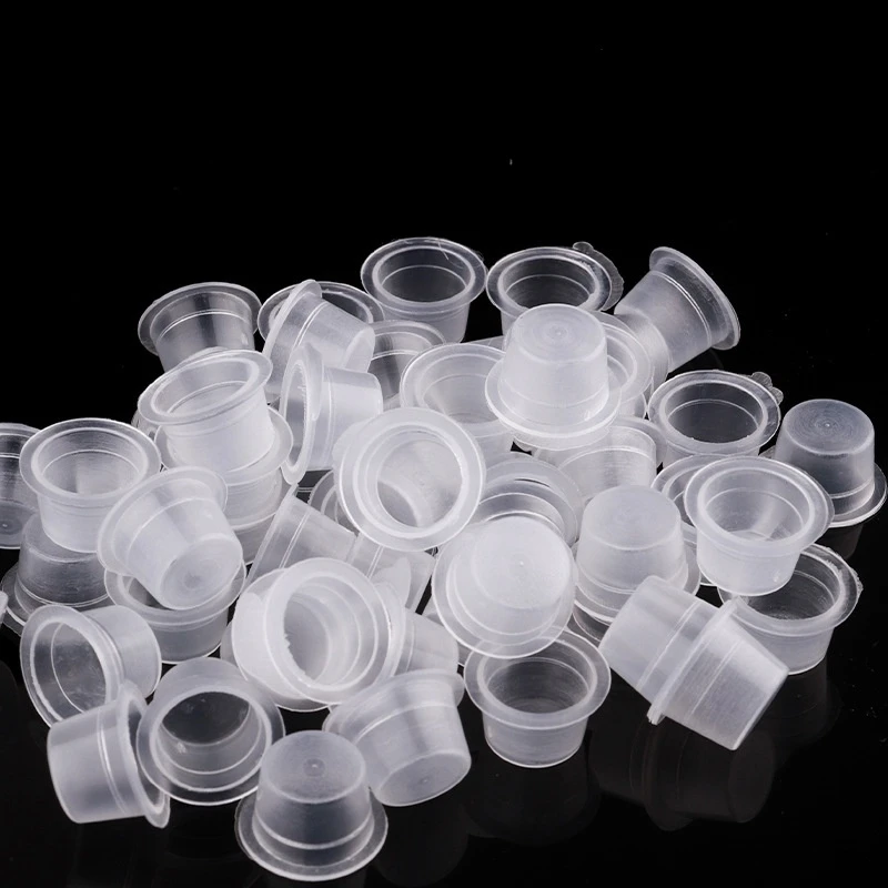 

100Pcs Plastic Microblading Tattoo Ink Cup Cap Pigment Clear Holder Container S/M/L Size For Needle Tip Grip Power Supply