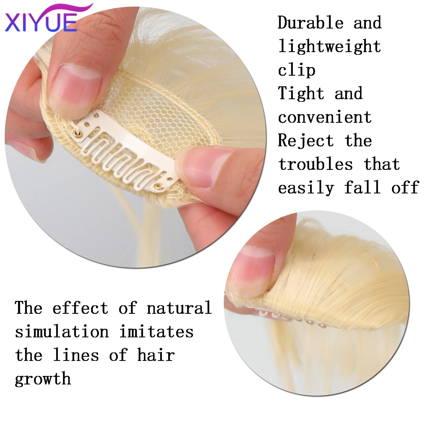 XIYUE synthesis Fake Synthetic Air Bangs Clip-In Hair Extension Fringe False Blunt Hairpiece for Women Clip In Front Hair Bangs