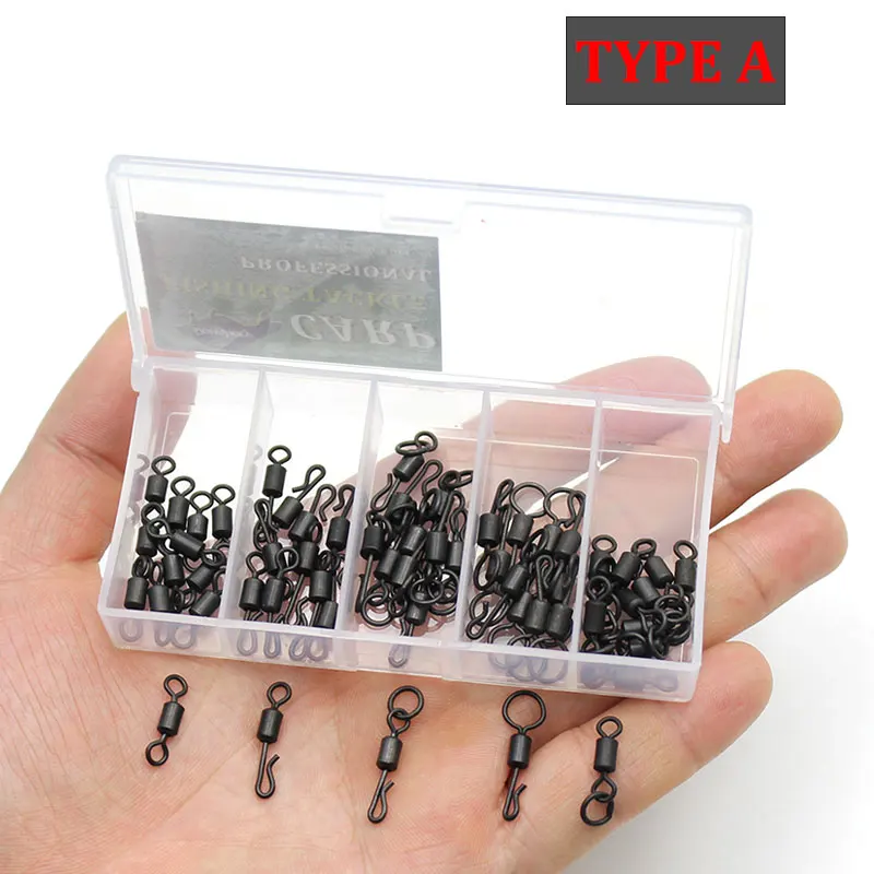 Carp Fishing Accessories Box Quick Change Fishing Rigs Tools Anti Tangle  Sleeve Multi Clip Swivels 8 For Fish Equipment Tackle