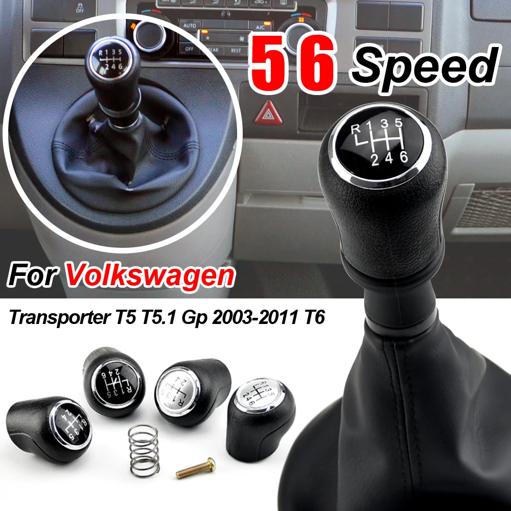 

ABS Car Accessories Manual Gear Shift Knob Shifter With Gaiter Boots For VW Volkswagen Transporter T5 T5.1 Gp T6 For 5 6 Speed