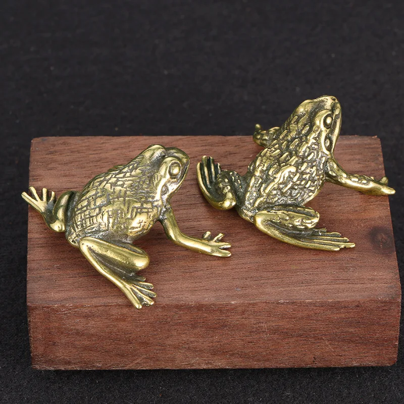 Pure Copper Frog Toad Statue Ornaments tea pet ornaments Desktop Antique Brass Tea Pet Collection Home Decoration for Living Room Animal Figurines