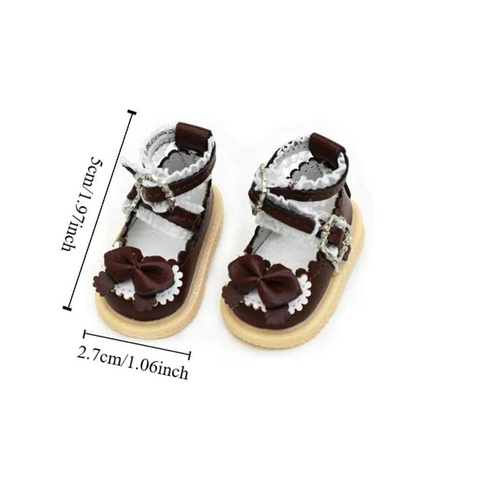 1 Pair Leather Shoes 1/6 Scale PU Leather Shoes Mary Jane Shoes Round Toe 1/6 Bjd Shoes Casual 5cm Mini Sports Shoes