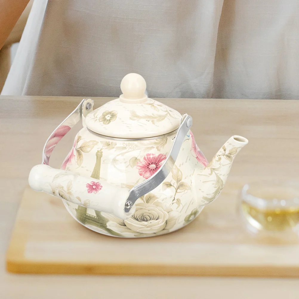

Enamel Ceramic Handle Pot Kitchen Teapot Capacious Teakettle Thicker Flat Bottom Thicken Cold Boiling Water