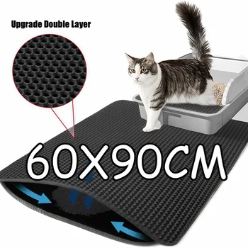 60CMX90CM Cat Litter Mat Waterproof Double Layer Pet Litter Box Mat Pet Toilet Cat Mat Nonslip Sand Cat Washable Mat Pet Clean