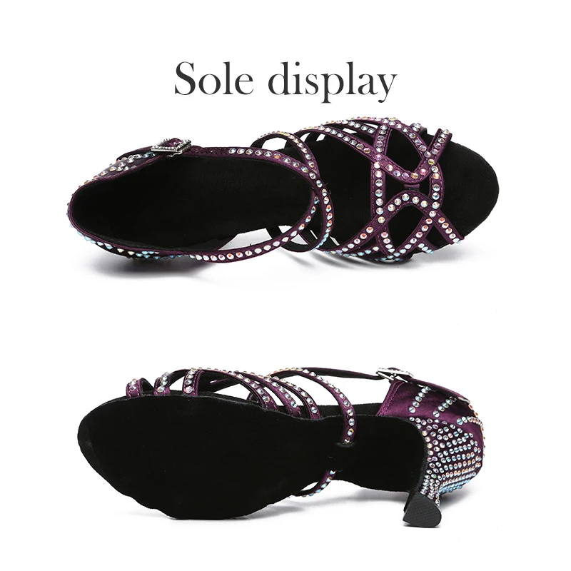 DKZSYIM Women Latin Dance Shoes Ballroom Girls Tango Jazz Party Salsa Shining Rhinestones Sexy Wedding Dance Shoes Soft Bottom 2