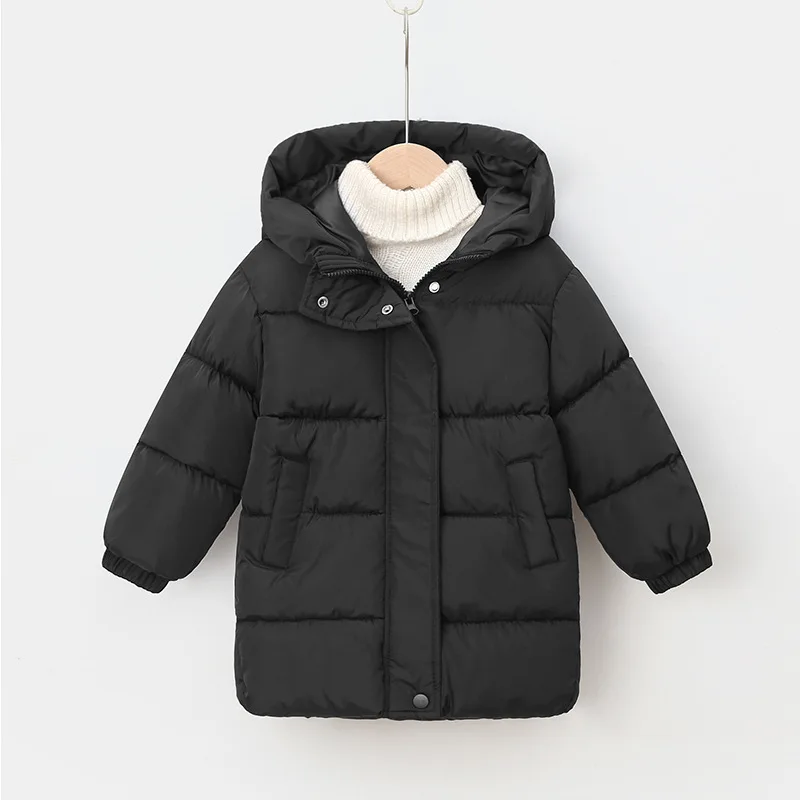 Winter children's medium long thick warm padded jacket Boys girls Medium children hooded padded jacket boy 2 to 10 Years old