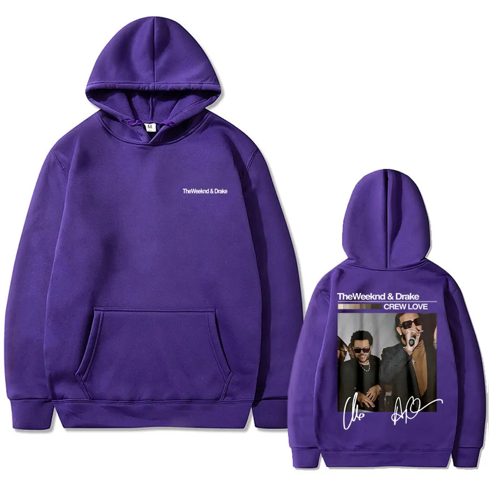 Rapper The Weeknd and Drake Crew Love Double Sided Print Hoodie Men Women Hip Hop Oversized Sweatshirt Men's Casual Tracksuit