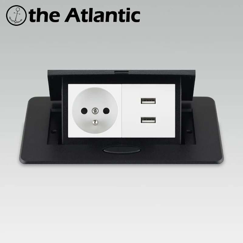 Soquete Francês Soquete Escondido na Mesa Construída em Soquete com Usb Pop up Soquete Tampa da Liga de Alumínio para Sala de Reunião Espanha