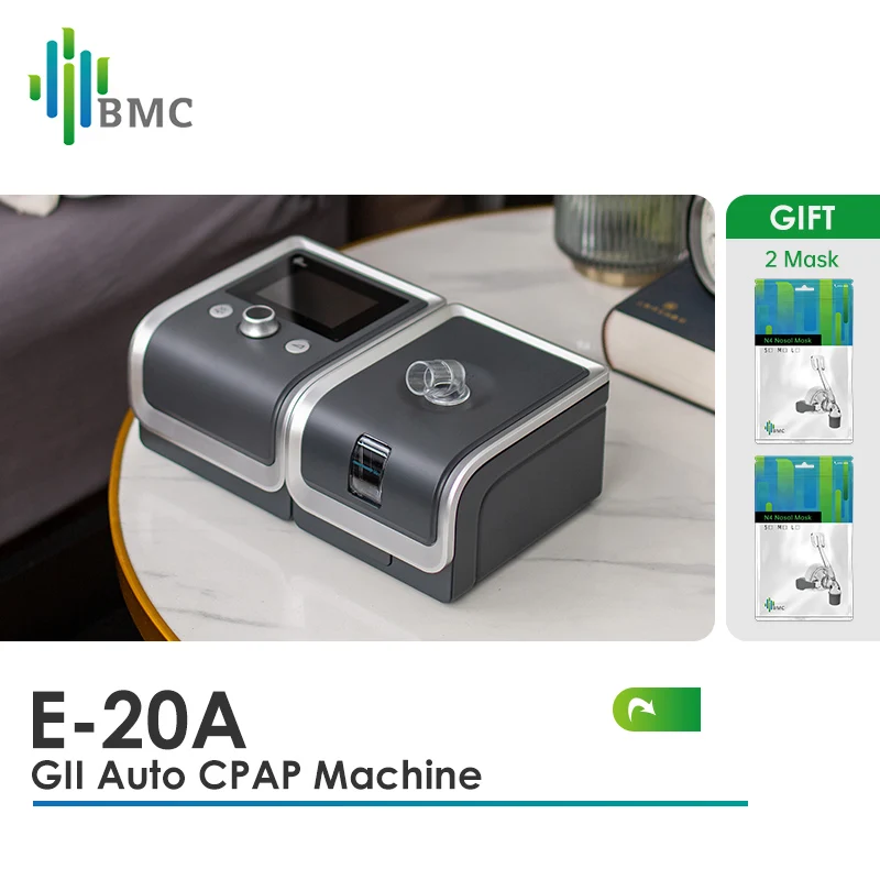 BMC CPAP آلة السيارات E-20A الرعاية الصحية المحمولة ل 2 أقنعة توقف التنفس أثناء النوم مكافحة الشخير COPD التهوية مع أجزاء المرطب الحرة