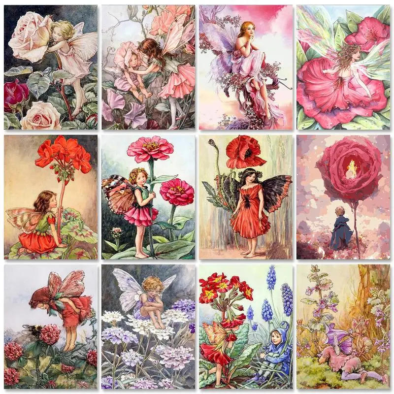 

GATYZTORY Flowers and Girl Acrylic Paint by Numbers DIY Oil Handpainted Paintings on Number Living Room Decoration Artwork