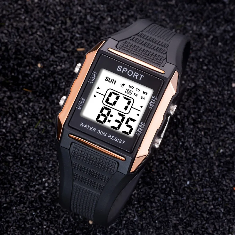 YIKAZE Men's Sports Block Wristwatch Sweatproof Waterproof Digital Alarm Chronograph Luminous Casual Military Watch Multifunctio