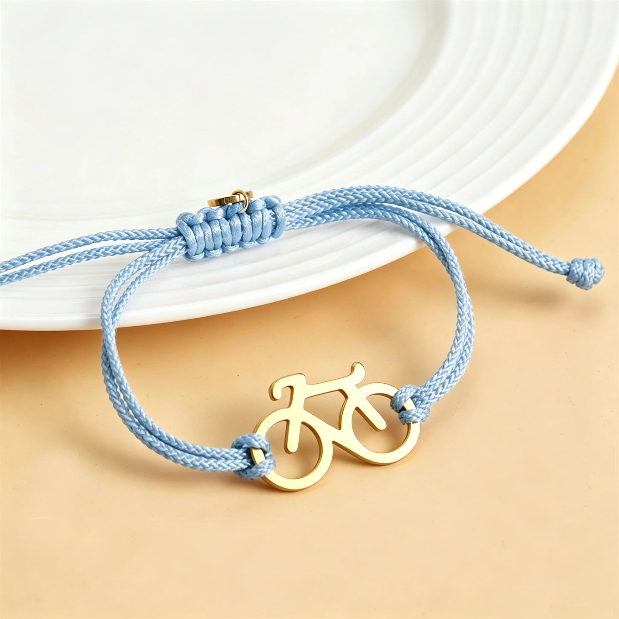Trendy 2025 Pink Bicycle Pendant Sports Bracelet
