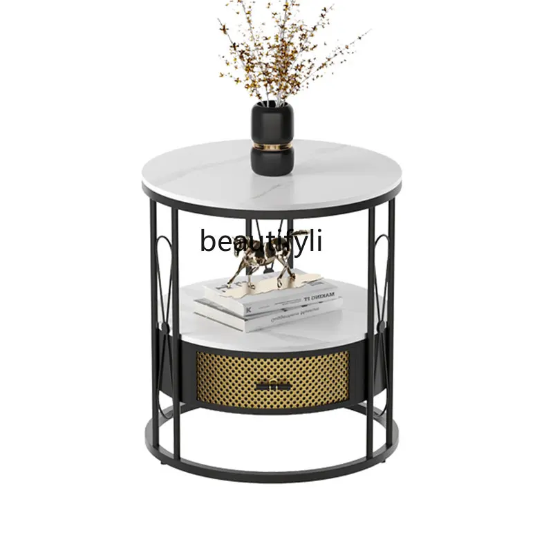 

yj Light Luxury Corner Table Marble Side Table Living Room Sofa Side Table Balcony Small round Table
