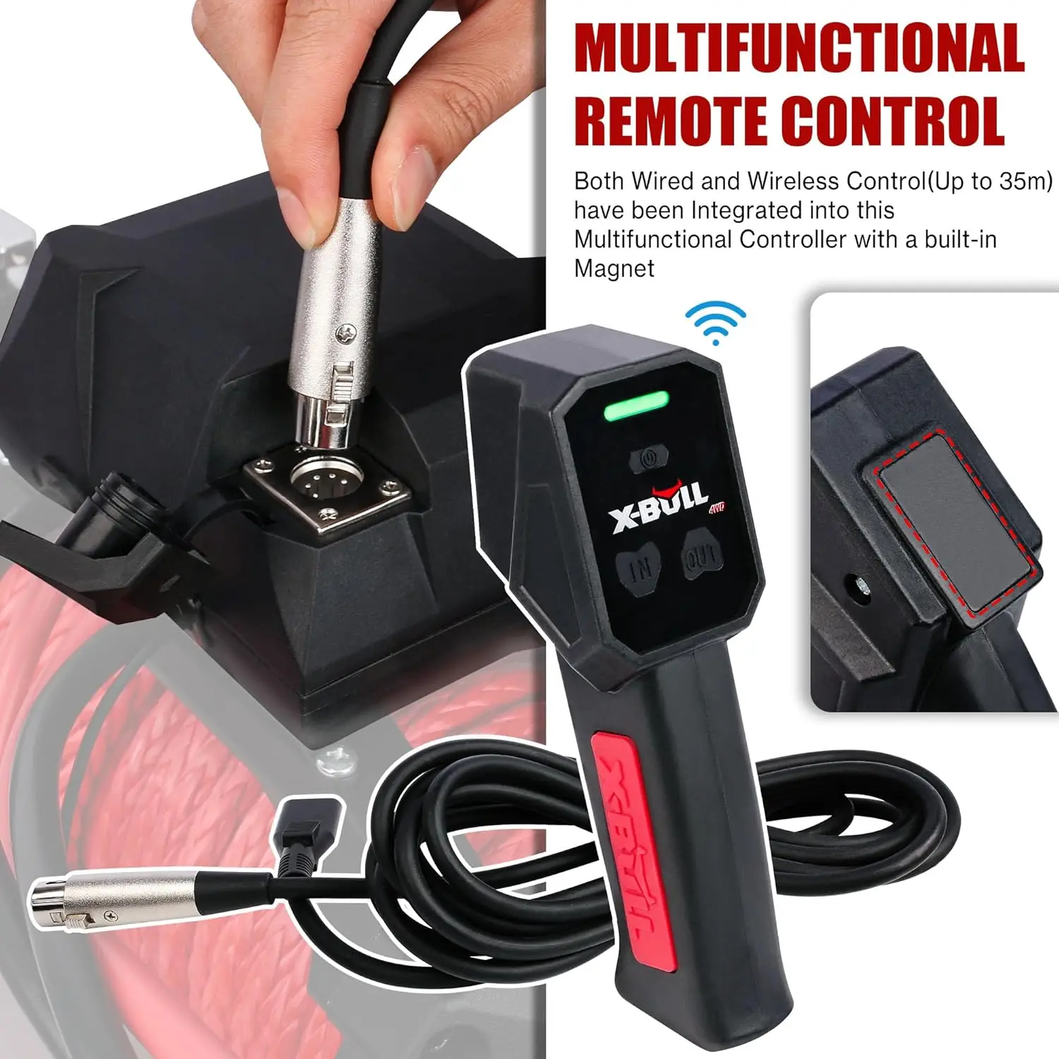 Winch-10000 Lb. Load Capacity Electric Winch Kit -12V Synthetic Rope Winch Waterproof IP67 Electric with Hawse Fairlead