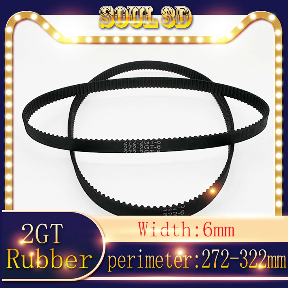 GT2 3D Printer Parts Timing Belt Pitch 2mm  length Optional272-322mm Belt width 6mm 2GT Closed Loop Rubber Timing Belt