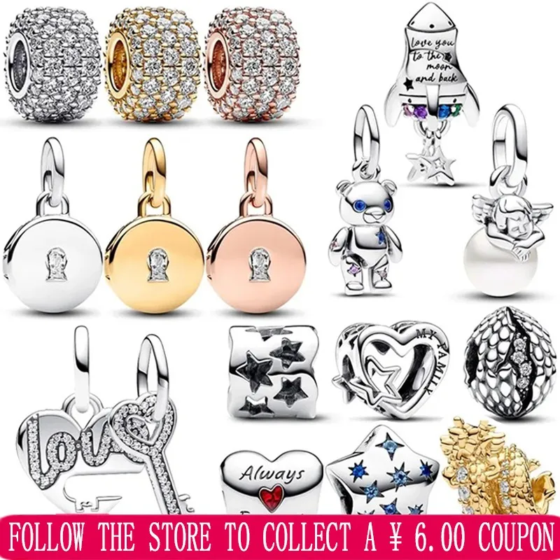 

New Hot Selling 925 Silver Women's Thanksgiving Angel Logo Game Beaded Fit Pandora Bracelet Necklace DIY Fashion Jewelry Gift