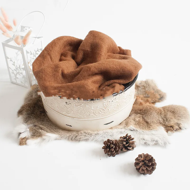 Newborn Photography Props Wool Felt Wrapped Placemat Bedding Blanket Infant Children Photo Shoot Baby Wrapping