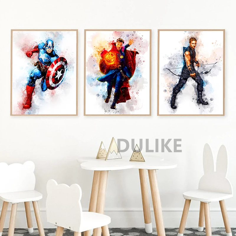 DKJ-16557 Peinture Aquarelle de Super Héros Marvel Avengers Toile