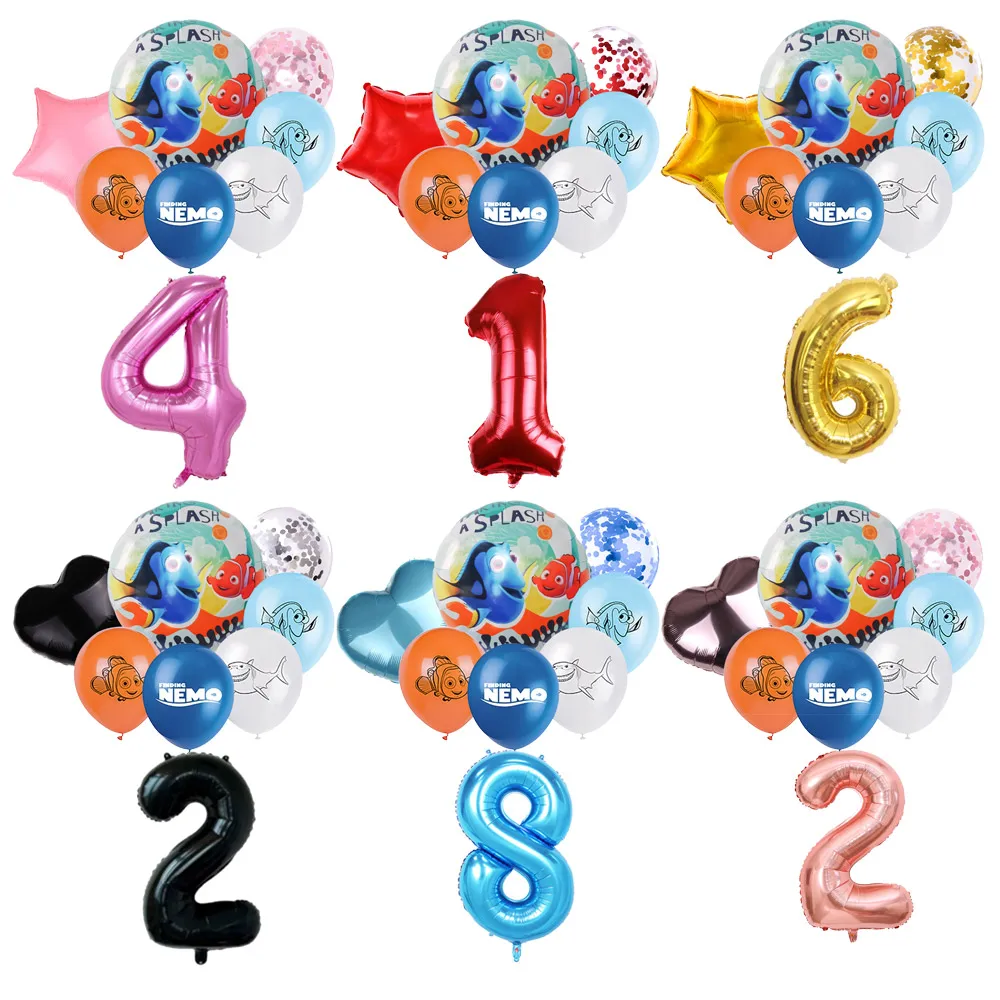 

Disney Cartoon Finding Nemo Marine Animals Theme Birthday Party Decoration Latex Digital Round Balloon Set Baby Shower Girl Gift