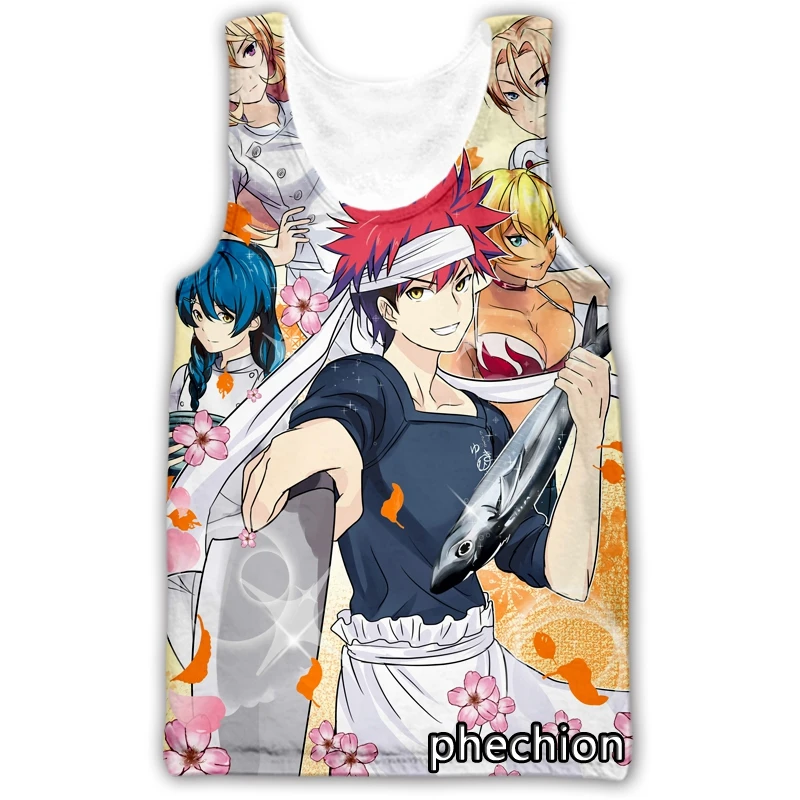 

phechion New Fashion Men/Women Food Wars! Shokugeki no Soma 3D Printed Sleeveless Vest Streetwear Men Loose Sport Tank Tops A02