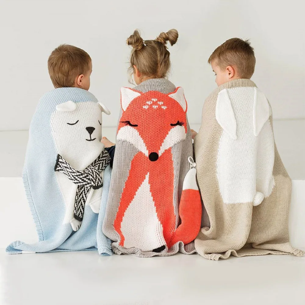 80x110cm Baby Muslin Blanket Children's Knitted Blankets Mat
