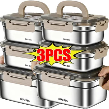 316 Stainless Steel Fresh-keeping Box Lunch Box Sealed Leak-proof Bento Box Picnic Salad Bowl Portable Fridge Food Container 1
