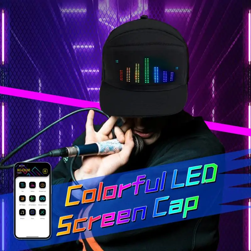 Funny LED Hats APP Controlled Hat Detachable Screen Comfortable Easy To Apply Trendy Animated Smart Hat For Christmas Halloween