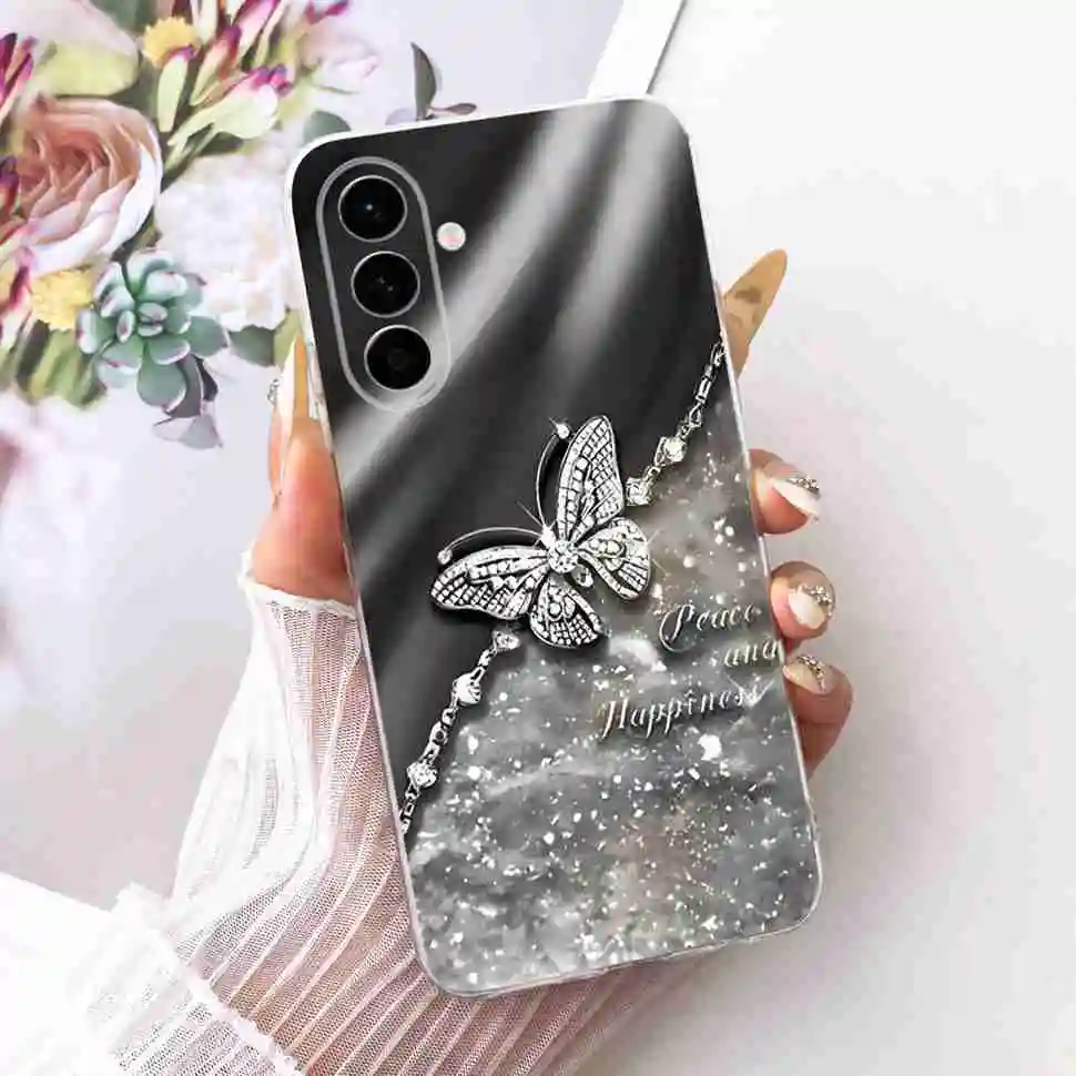 Cute Cat & Floral Design Soft TPU Clear Phone Case with Bumper Shell