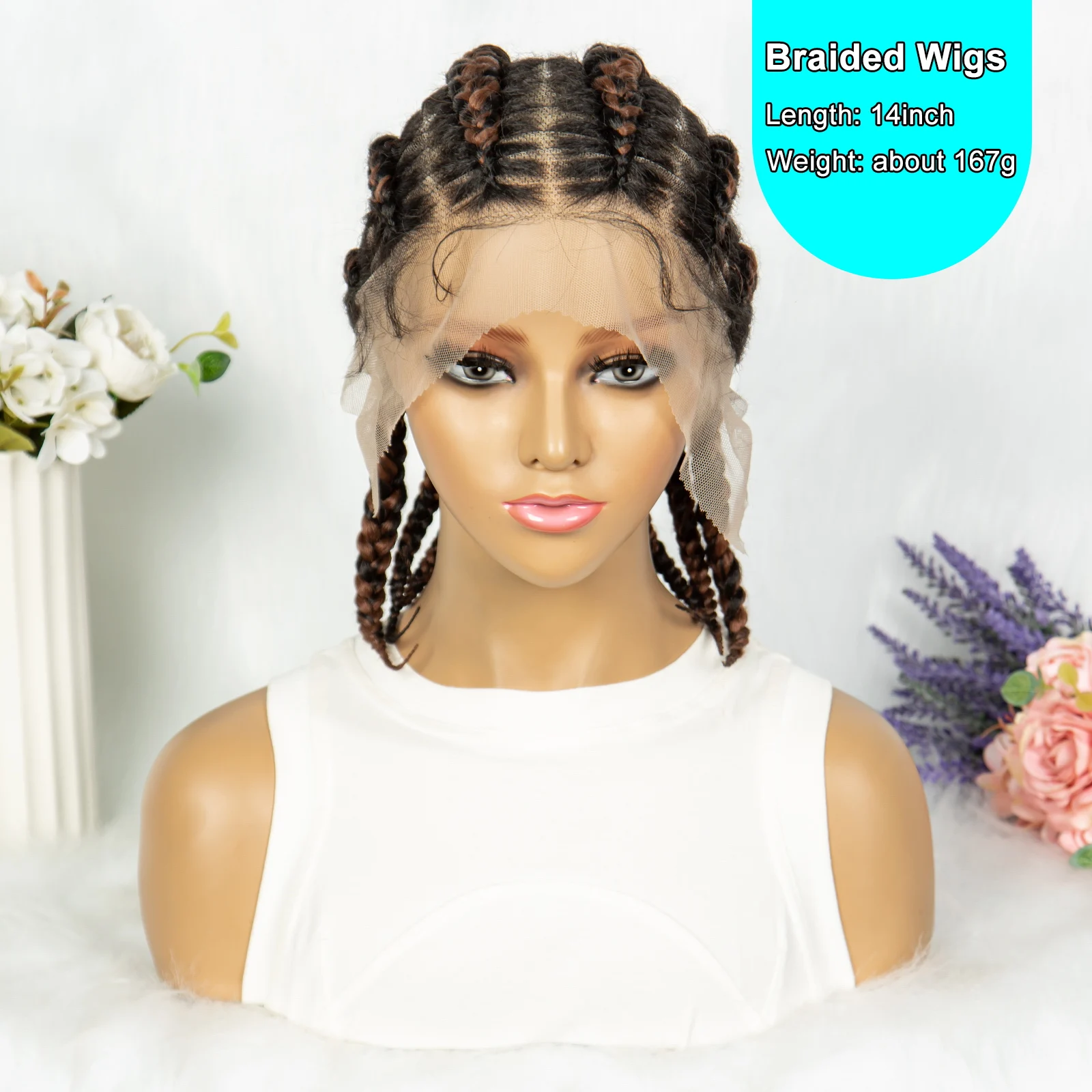 KIMA Full Lace Cornrow Box Braided Wig Synthetic Lace Front Wigs for Africa Women Men Braids Wig with Baby Hair Braiding Wigs lace front wig lace wigs womens synthetic wigs synthetic wigs