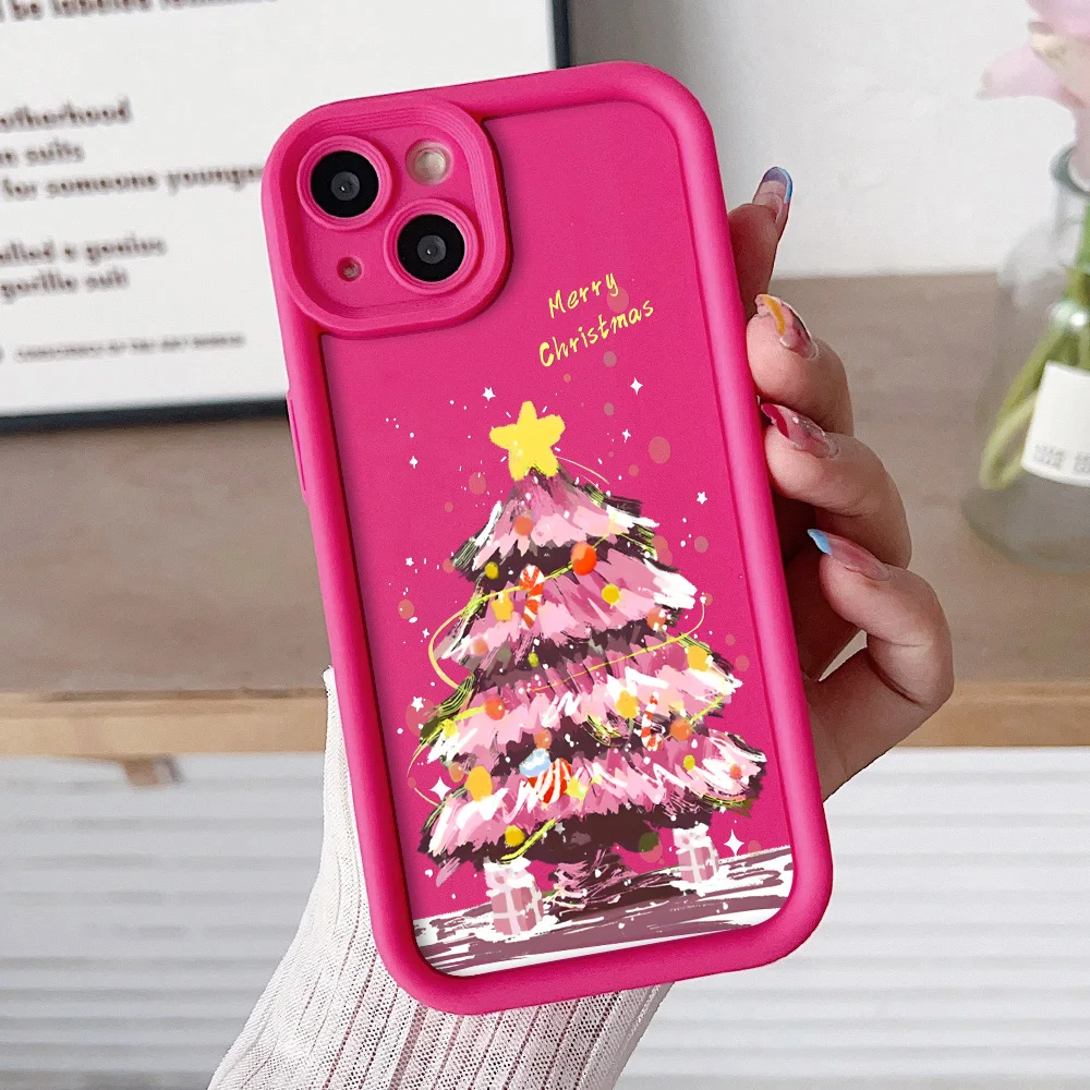 Pink Christmas Tree Soft TPU Shockproof Phone Case Cover