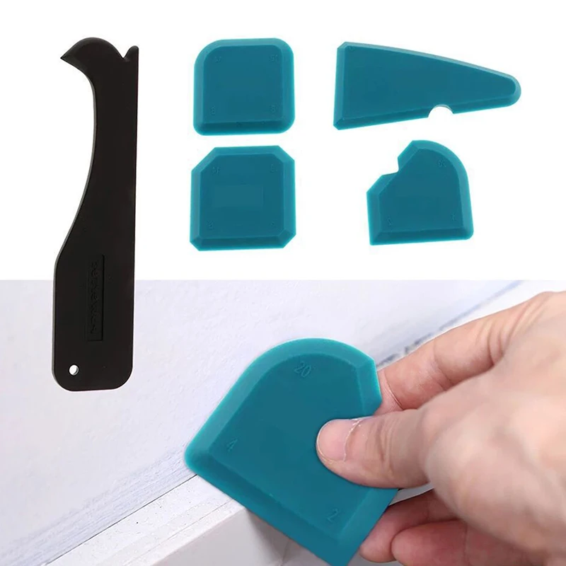 

5Pcs Multifunction Corner Caulking Tool Scraper Glue Remover Knife Angle Beauty Crevice Spatula Tool Grout Scraper Kit