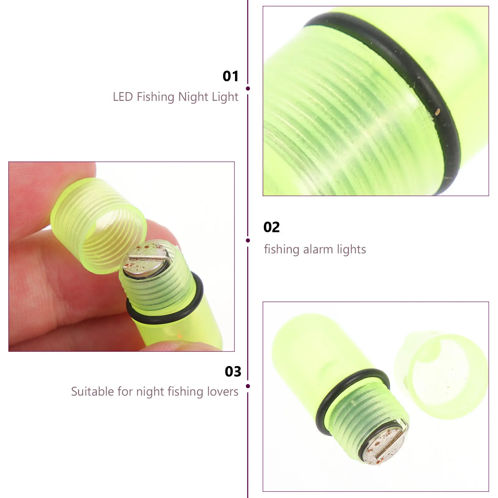 20Pcs 야외 LED 낚시 신호등 고감도 방수 야간 경보 램프 낚시 도구 라이트 알람 시계 포함