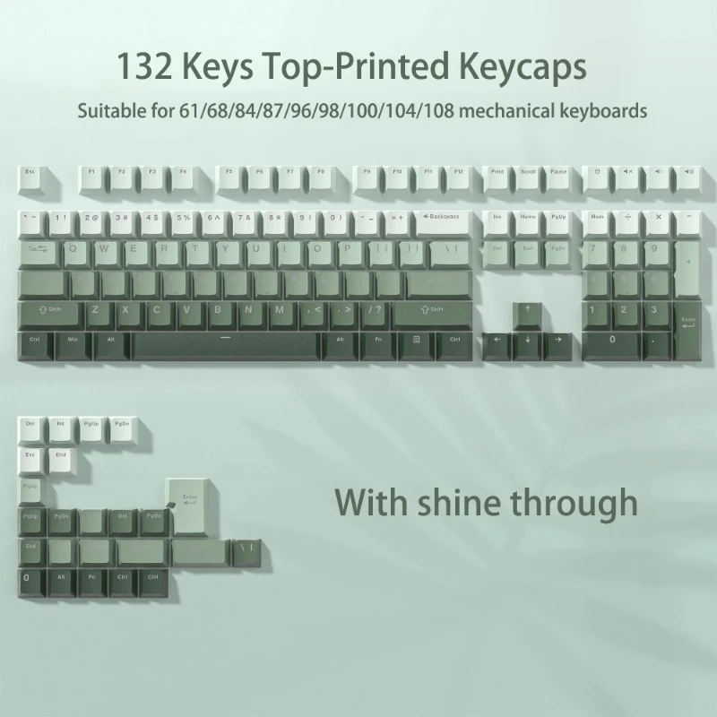Lavender Top Print RGB Backlit OEM Profile PBT Double Shot Keycap Set (135 Keys)