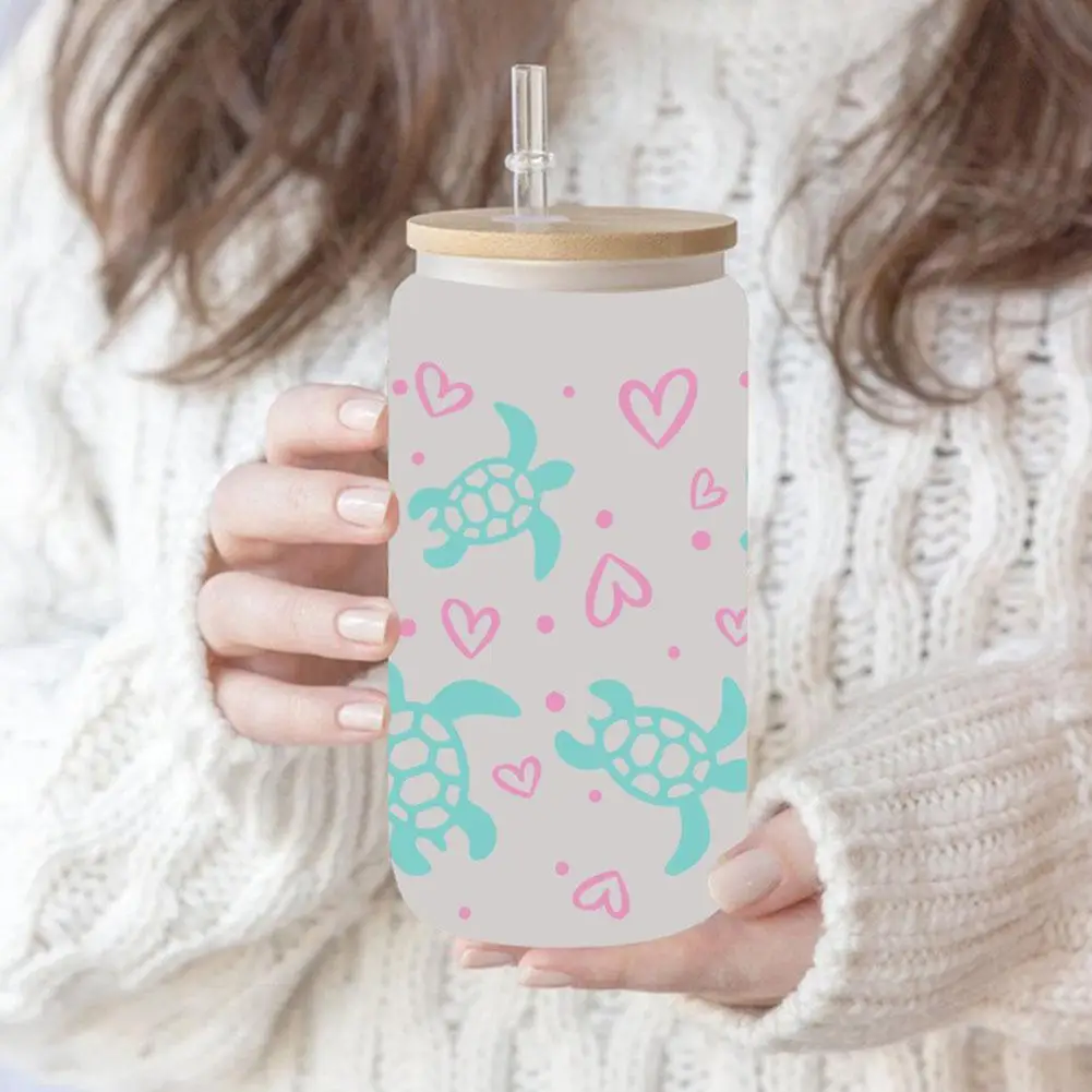 

UV DTF Transfers Stickers For 16oz Glass Cartoon Cup Wraps Stickers Waterproof Custom Logo Decal Bottle Holder Strap