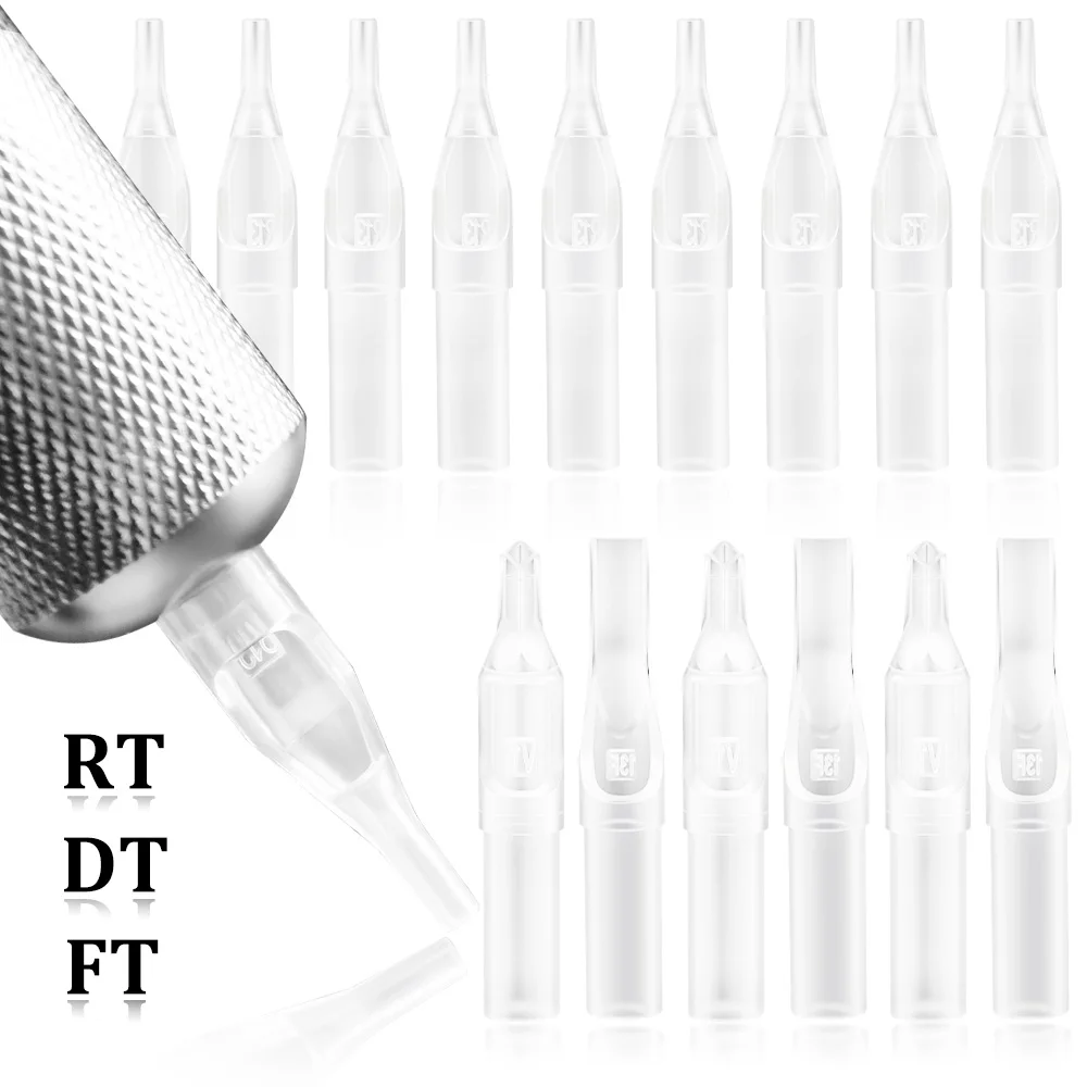 50/100pcs Assorted Disposable 3/5/7/9/11/13/15/18R Round Size Tattoo Tips for RL tattoo Needles Clear Plastic Sterilize Tip tattoo microblading needles