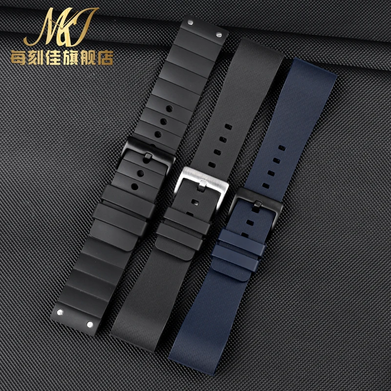 Cartier Santos 100 Rubber Watch Band - Black Rivet Silicone Strap in Multiple Colors