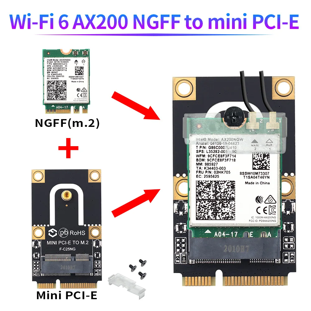 M 2 ngff to mini pci e pcie usb adapter for m 2 wifi 6 bluetooth jpg