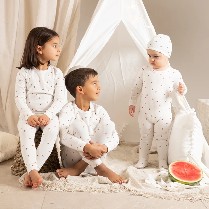 

spring baby girl boy print set soft kids clothes