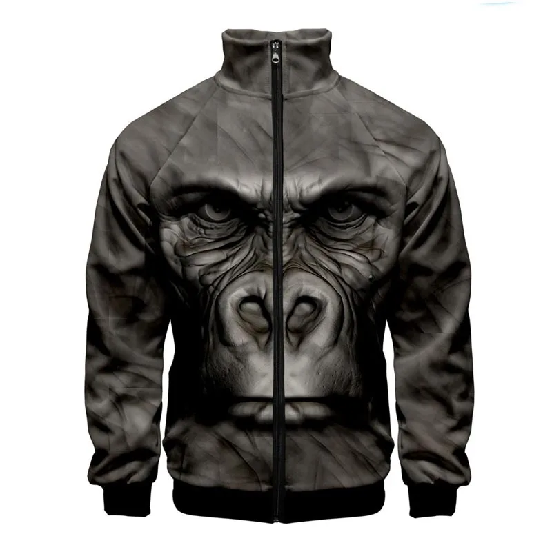 

Newest Monkey Animel 3D Stand Collar Men Women Zipper Jacket Casual Long Sleeve Jacket Coat Clothes High Quality Mens Clothes