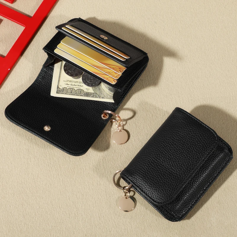 Vintage Solid Color Short Wallet Portable Bifold Coin Purse Women's Credit Card Holder