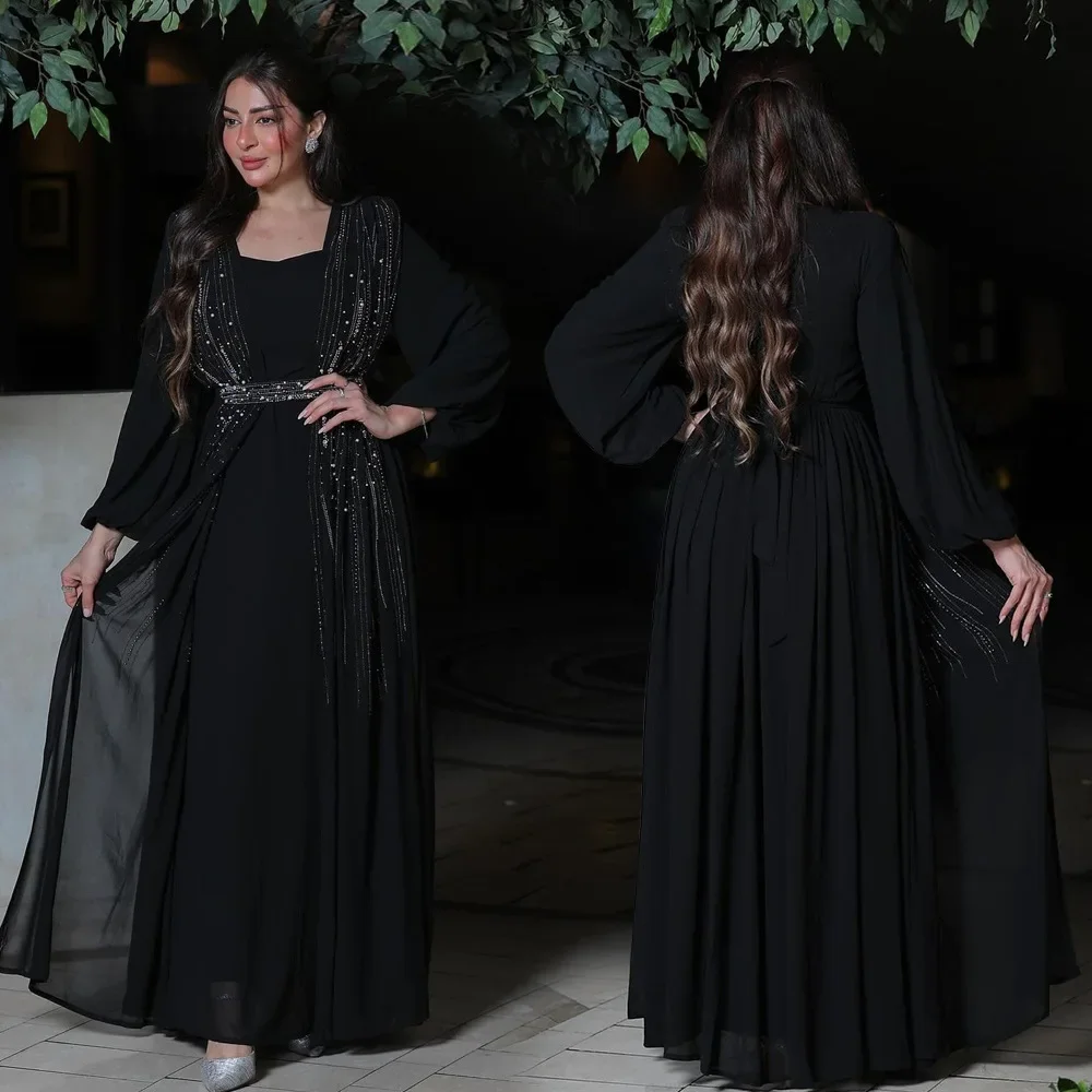 WQAFVG عباية نسائية مطرزة بحزام