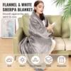 VEVOR Heated Blanket Electric Throw 4 Sizes Soft Flannel & Sherpa Heating Blanket with 3 Hours Timer Auto-off 5 Heating Levels 3