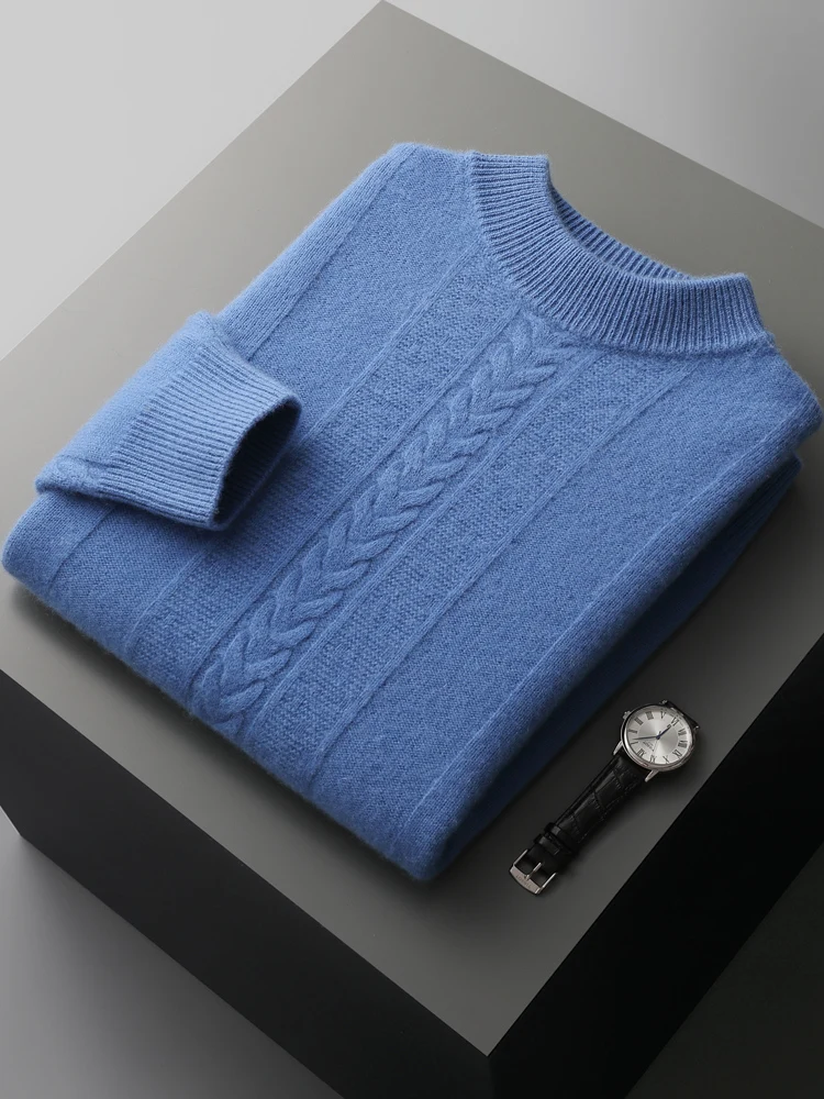 ADDONEE Men's 100% Cashmere Sweater O-neck Pullover Autumn Winter Soft Warm Long Sleeve Jumper Cashmere Knitwear 2