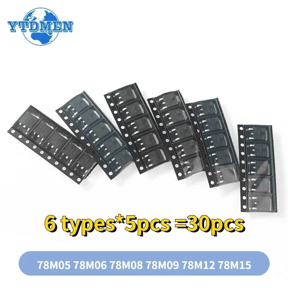30pcs/lot 78M05 78M06 78M08 78M09 78M12 78M15 TO-252 Voltage Regulator SMD Transistor 6 Types X 5pcs
