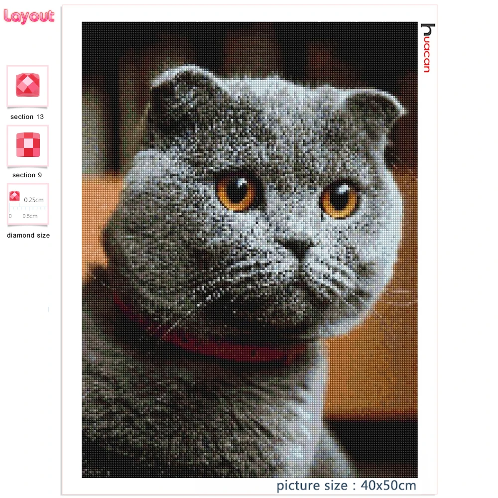 HUACAN-ダイヤモンドペインティングキット,フルスクエア
