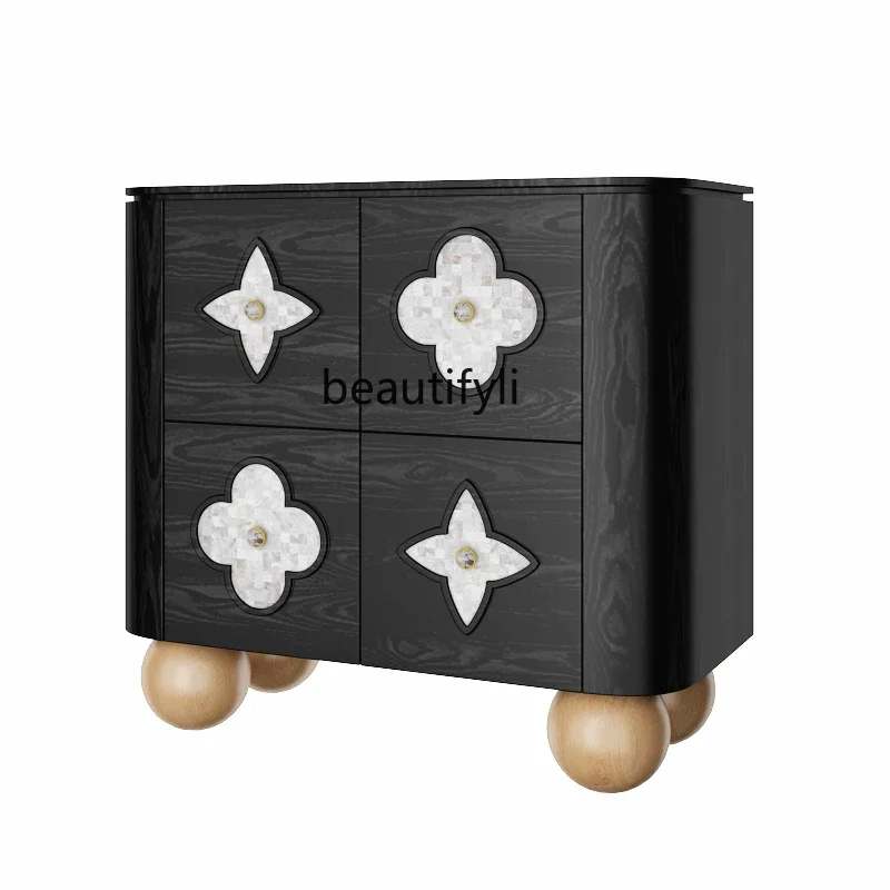 

Sideboard Cabinet French Retro Solid Wood Locker Restaurant B & B Multi-Functional Storage Entrance Cabinet