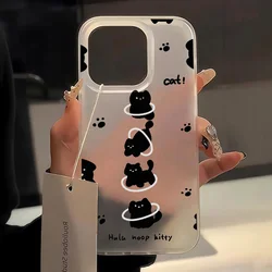 Adorable Black Cat Soft Matte Silicone Phone Case Cover - iPhone 12 Mini (Clear AU16)