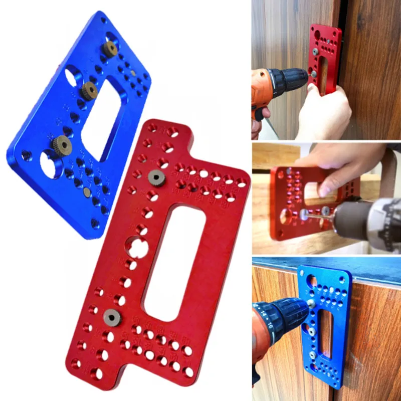Woodworking Aluminum Alloy Pocket Hole Pitch Jig Set Wardrobe Door Positioner Handle