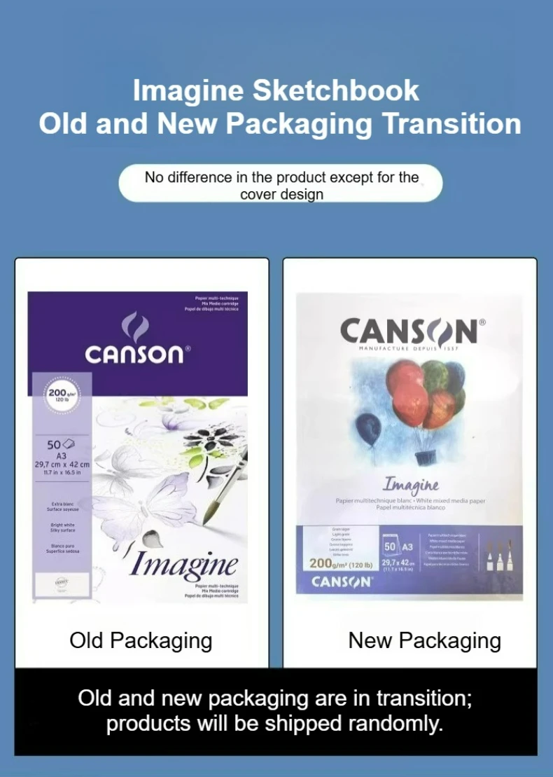 CANSON IMAGINE Aquarellpapier-Block Heißgepresst 200g A3/A4/A5 50 Blatt pro Block Holzpulpe-Papier für Aquarellmalerei – Detail 1